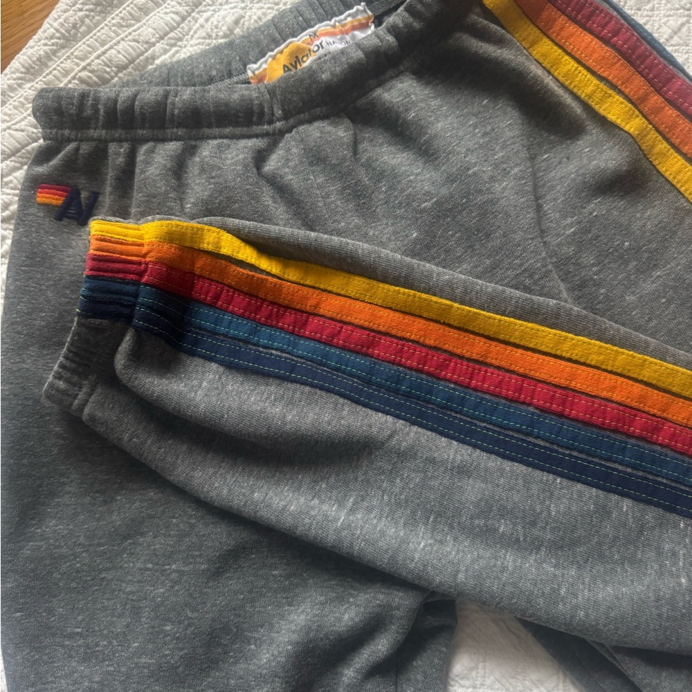 Aviator Nation Charcoal Joggers with Multicolor Stripes